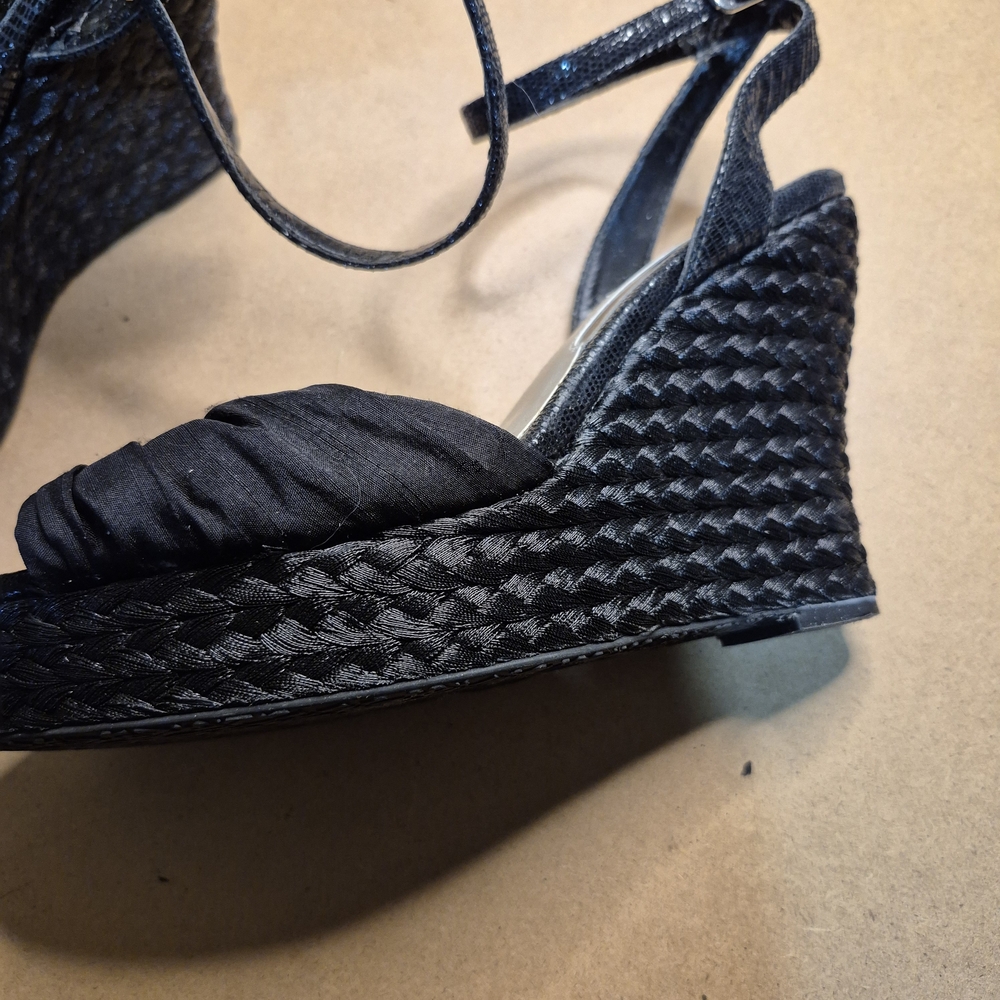 Black Women's Knot Front Wedge Sandals - Unbranded - Picture 4 of 10